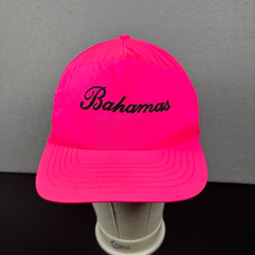 Vintage‎ Neon Pink Bahamas Hat Unisex OSFM Snapback Beach Vacation 90s